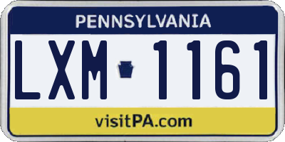 PA license plate LXM1161