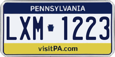 PA license plate LXM1223