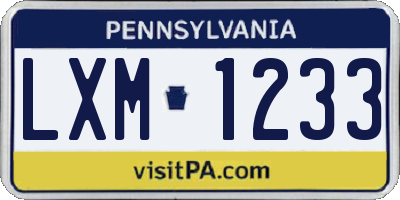 PA license plate LXM1233