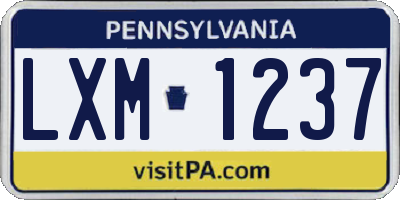 PA license plate LXM1237
