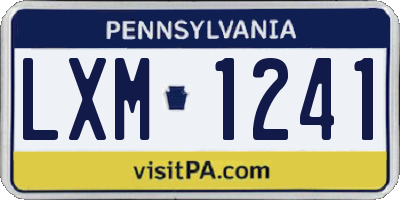 PA license plate LXM1241