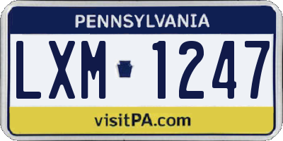 PA license plate LXM1247