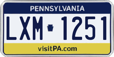PA license plate LXM1251