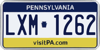 PA license plate LXM1262