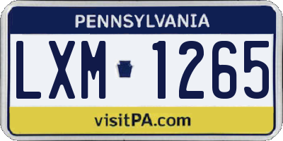 PA license plate LXM1265