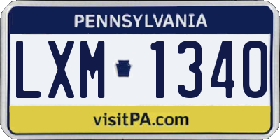PA license plate LXM1340