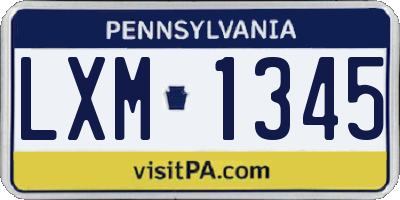 PA license plate LXM1345