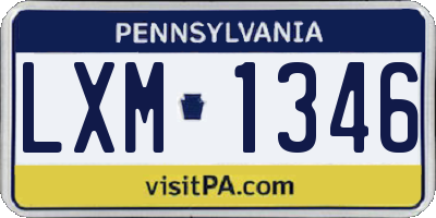 PA license plate LXM1346