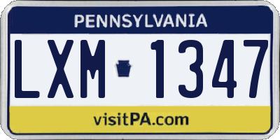 PA license plate LXM1347