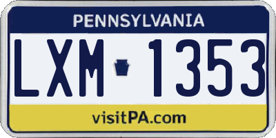 PA license plate LXM1353