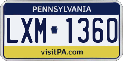 PA license plate LXM1360