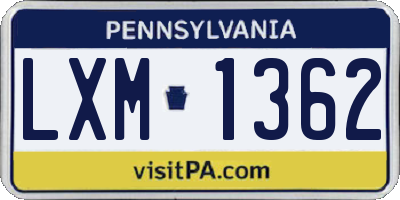 PA license plate LXM1362
