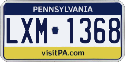 PA license plate LXM1368