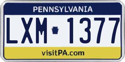 PA license plate LXM1377