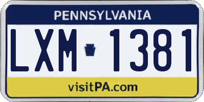 PA license plate LXM1381
