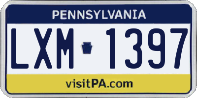 PA license plate LXM1397