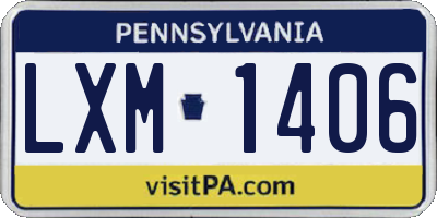 PA license plate LXM1406