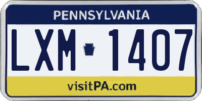 PA license plate LXM1407