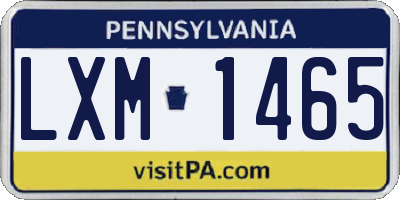 PA license plate LXM1465