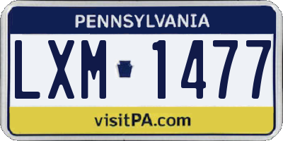 PA license plate LXM1477