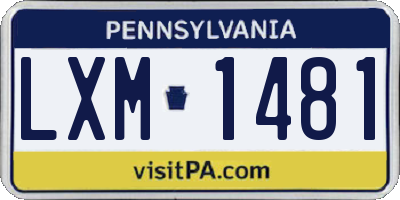 PA license plate LXM1481