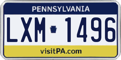 PA license plate LXM1496