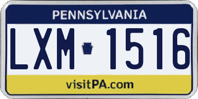 PA license plate LXM1516