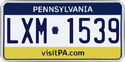 PA license plate LXM1539