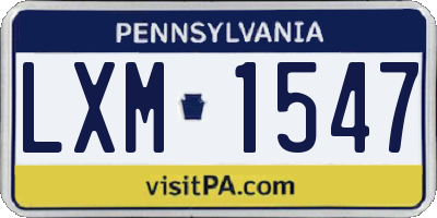PA license plate LXM1547