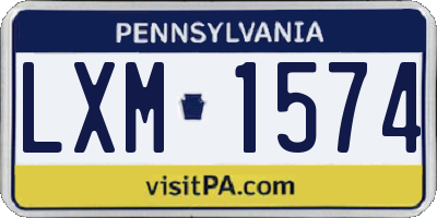 PA license plate LXM1574