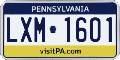 PA license plate LXM1601