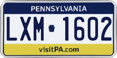 PA license plate LXM1602