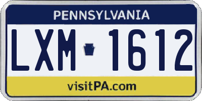 PA license plate LXM1612