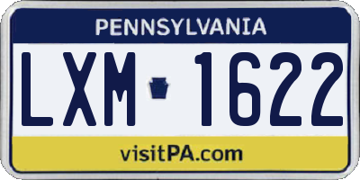 PA license plate LXM1622
