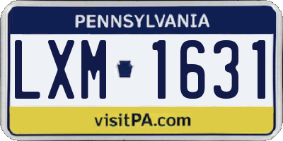 PA license plate LXM1631
