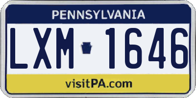 PA license plate LXM1646