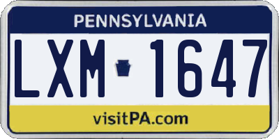 PA license plate LXM1647
