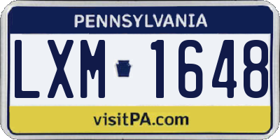 PA license plate LXM1648
