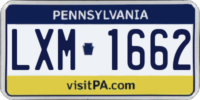 PA license plate LXM1662