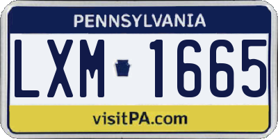 PA license plate LXM1665
