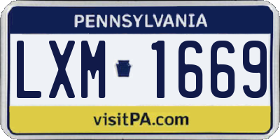 PA license plate LXM1669