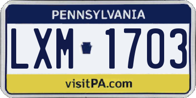 PA license plate LXM1703
