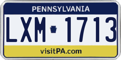 PA license plate LXM1713