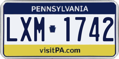 PA license plate LXM1742
