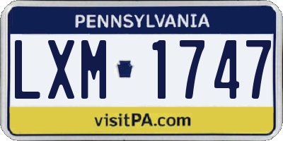 PA license plate LXM1747