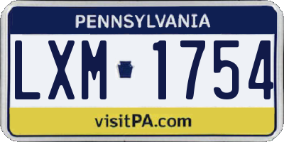 PA license plate LXM1754