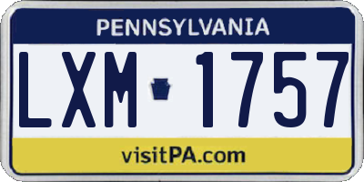 PA license plate LXM1757