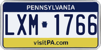 PA license plate LXM1766
