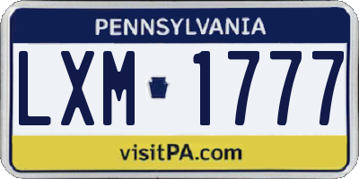 PA license plate LXM1777