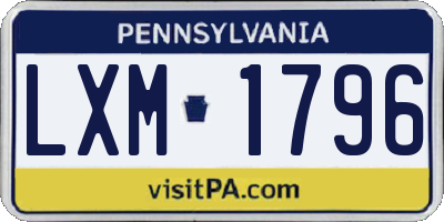 PA license plate LXM1796